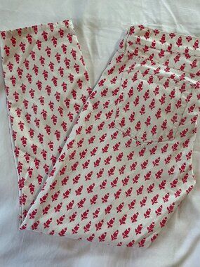 J Crew Cropped Matchstick White Thistle Pattern Pants | Size 26